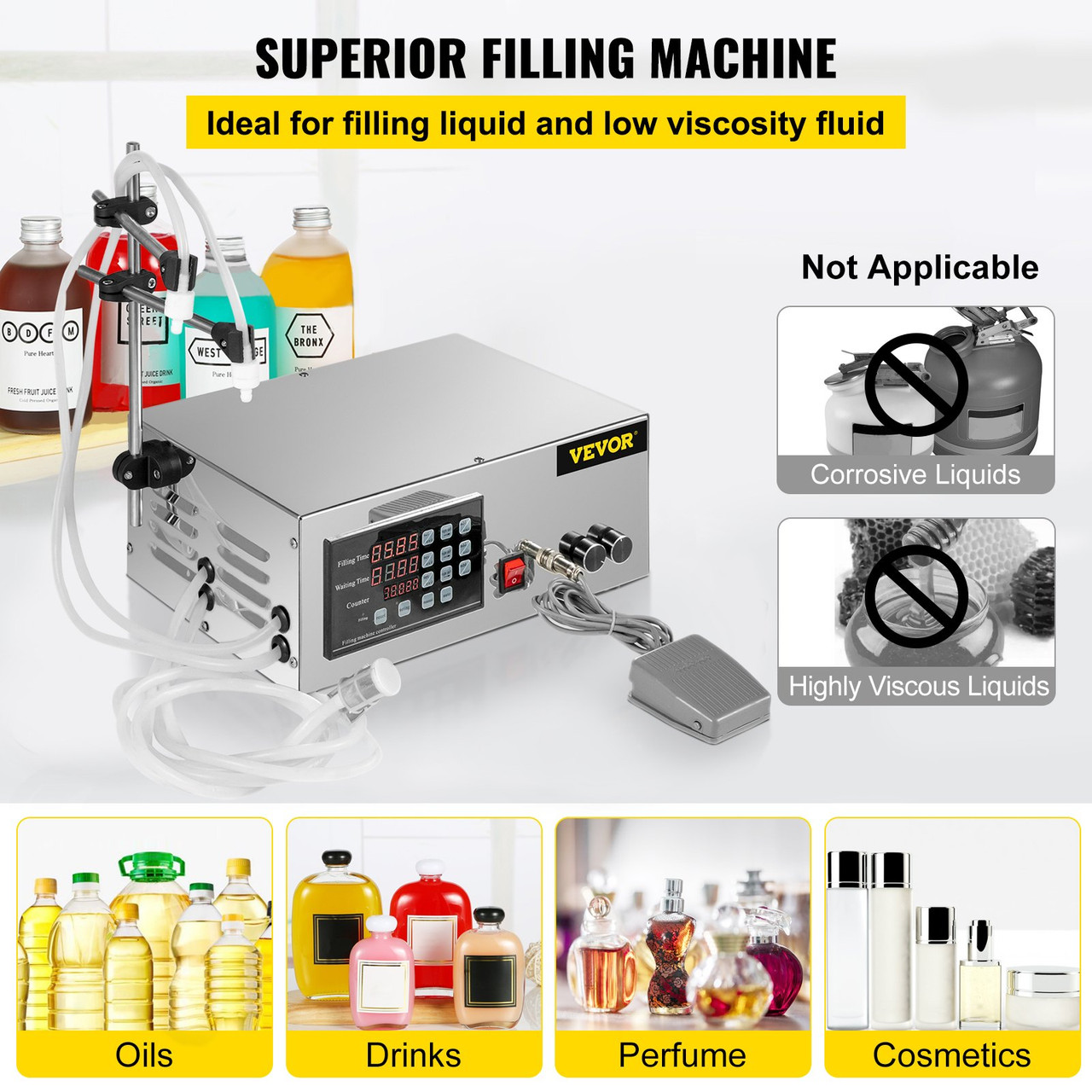 Liquid Filling Machine Automatic Liquid Filling 5 to 3500ml Digital Water Filler