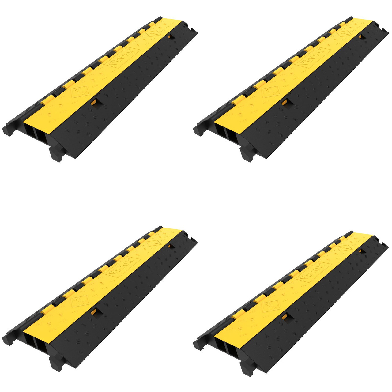4 Pack Rubber Cable Protector Ramp 2 Channel Heavy Duty 66,000lb ...