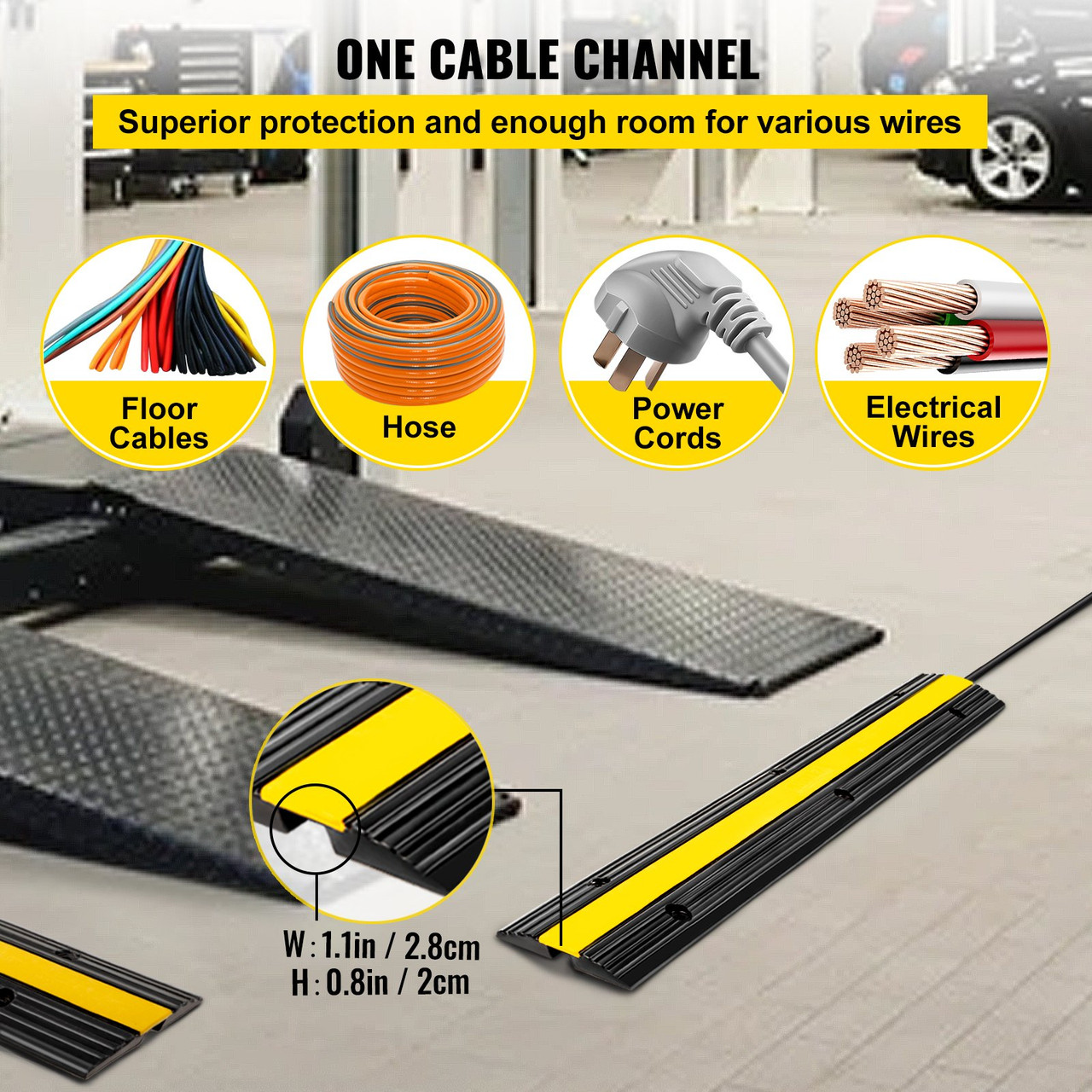 4x 1-Channel Truck 39.4" x 5.9" x 1.18" Cable Bridge Cable-Protector Cable Duct Cable Protection Hose Bridge