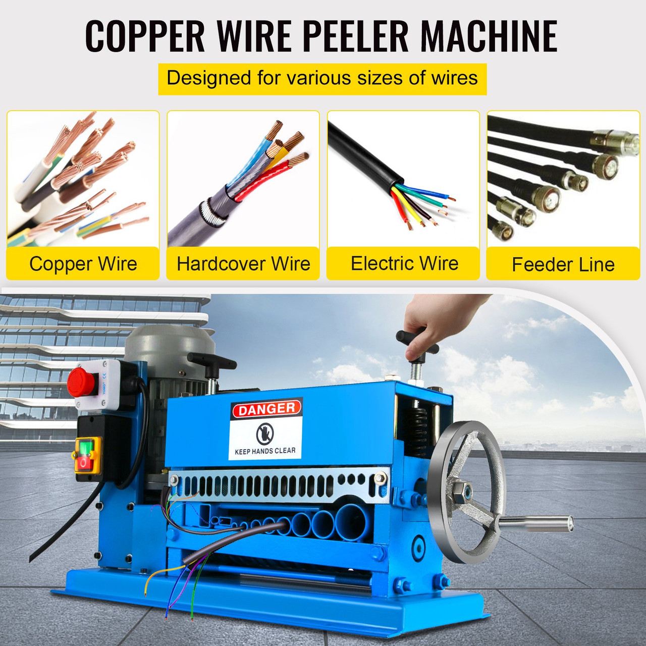 Electric Wire Stripping Machine 1.5mm-38mm Cutting Speed 15 M/min Automatic