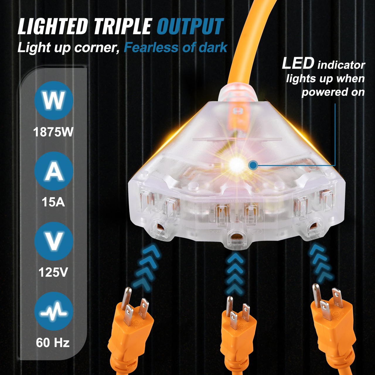 Retractable Extension Cord Reel Power Cord Reel 65FT 12AWG/3C SJTOW UL
