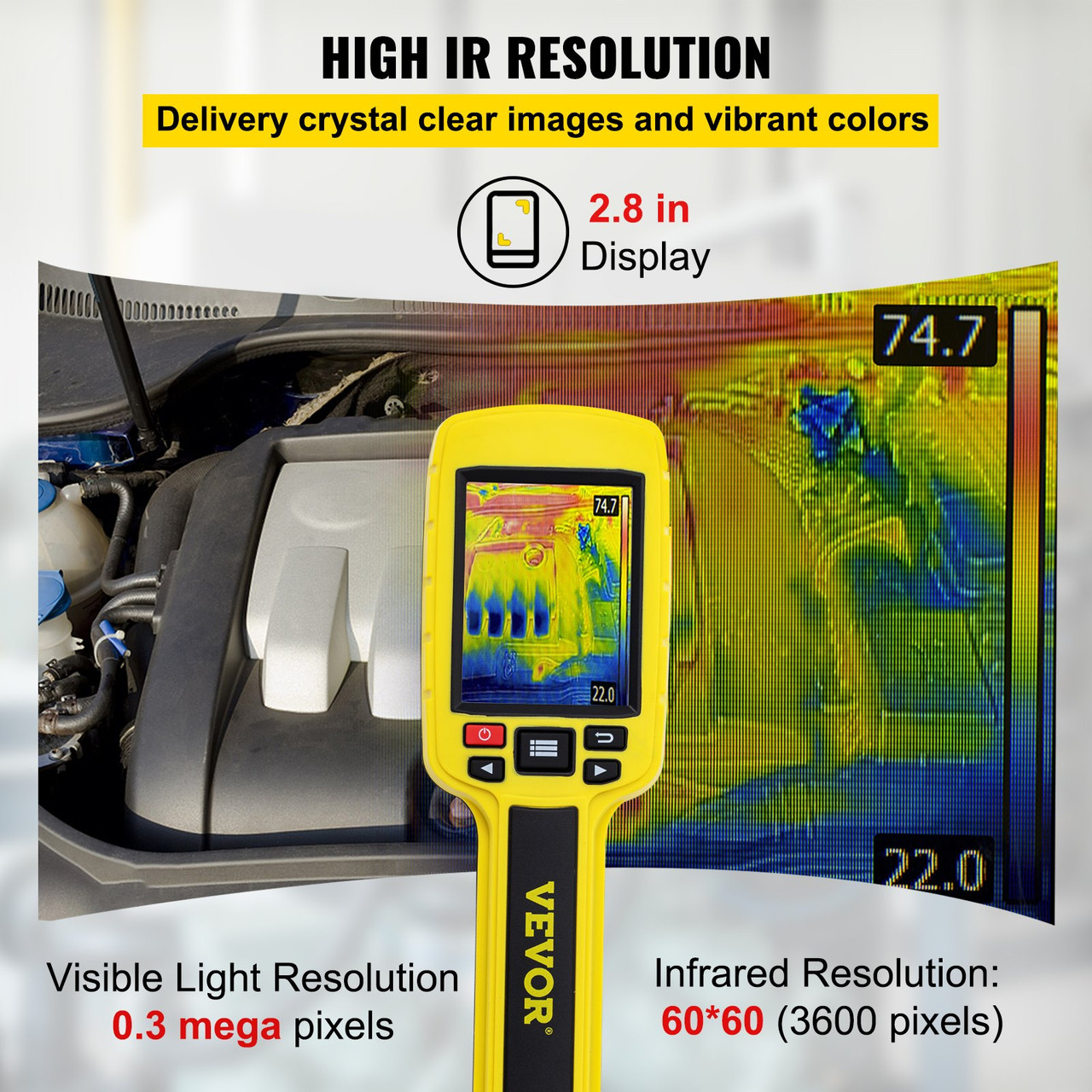 Infrared Thermal Imager Thermal Camera IR Resolution 3600 2.8" LCD Screen