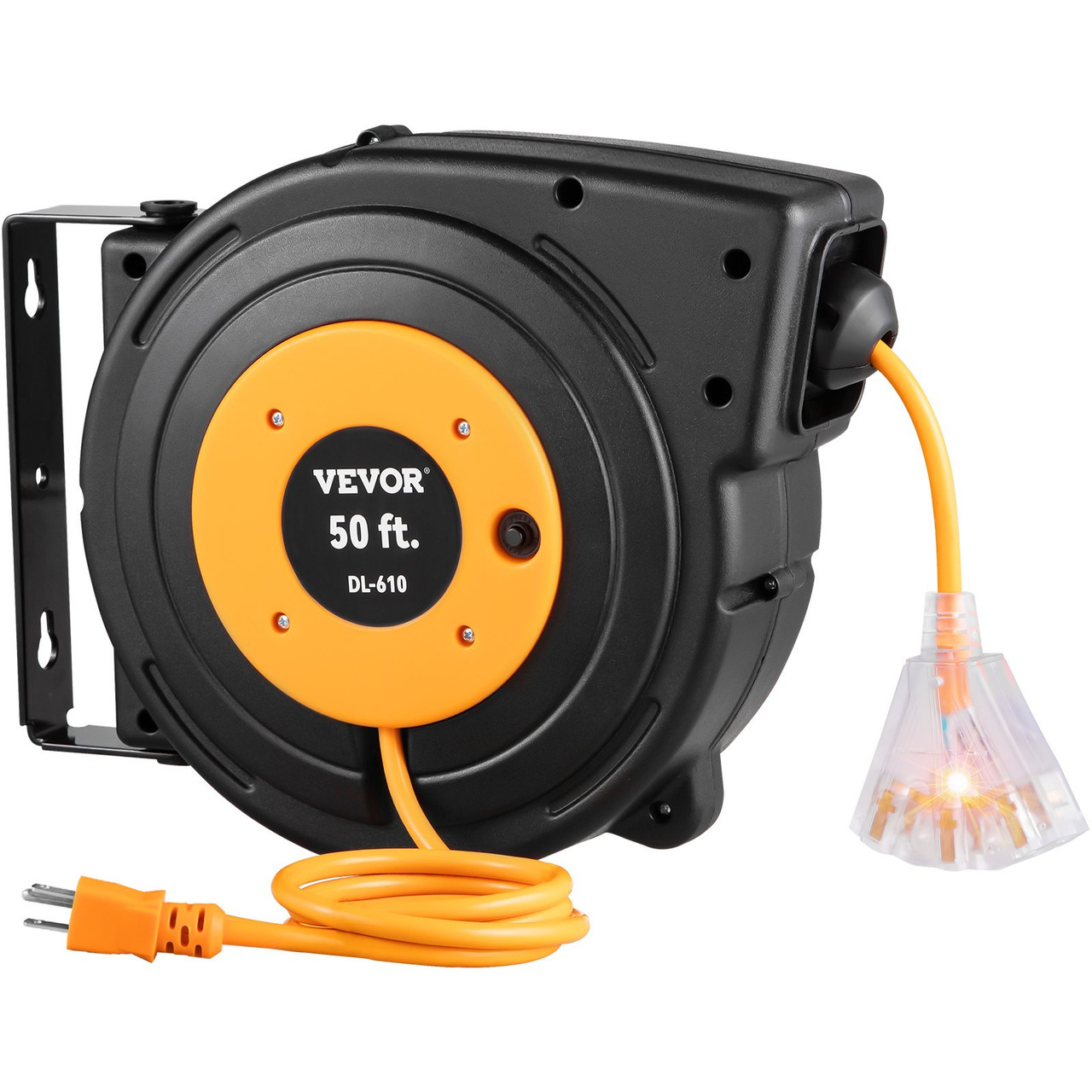 Retractable Extension Cord Reel Power Cord Reel 50FT 14AWG/3C SJTOW UL