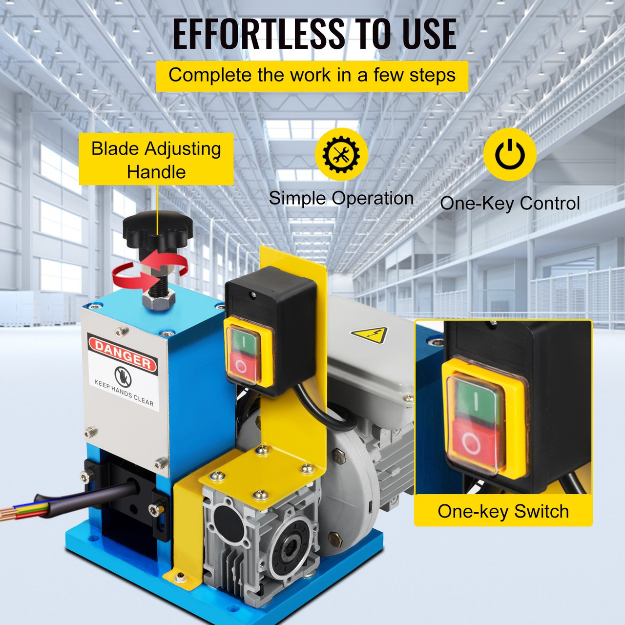 Wire Stripping Machine Automatic Cable Stripper for 0.06"-1" Metal Recycle