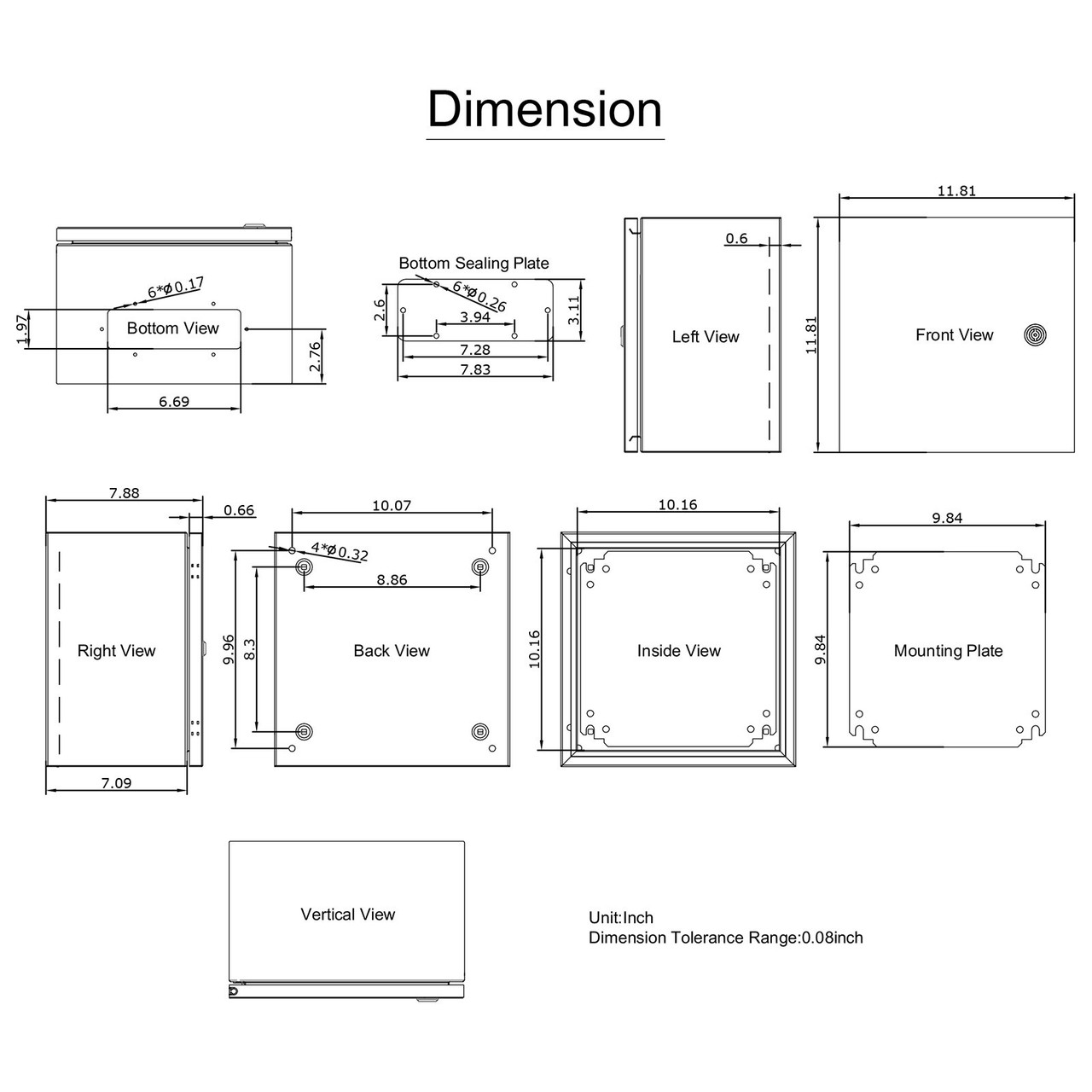 Steel Electrical Box Electrical Enclosure Box 12x12x8" Stainless Steel Box