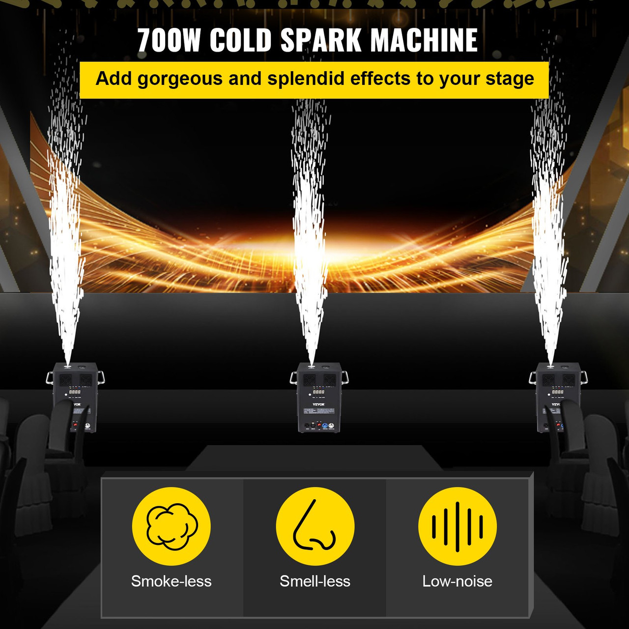 Cold Spark Machine DMX Stage Effect Machine 4pcs 3-16ft Flame Wedding Event Pub