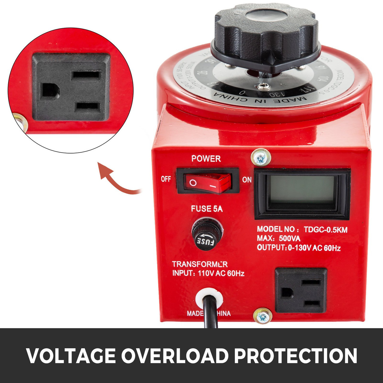 Variable Transformer 500VA AC Voltage Digital Display 
 0-130V 110V AC 60 Hz