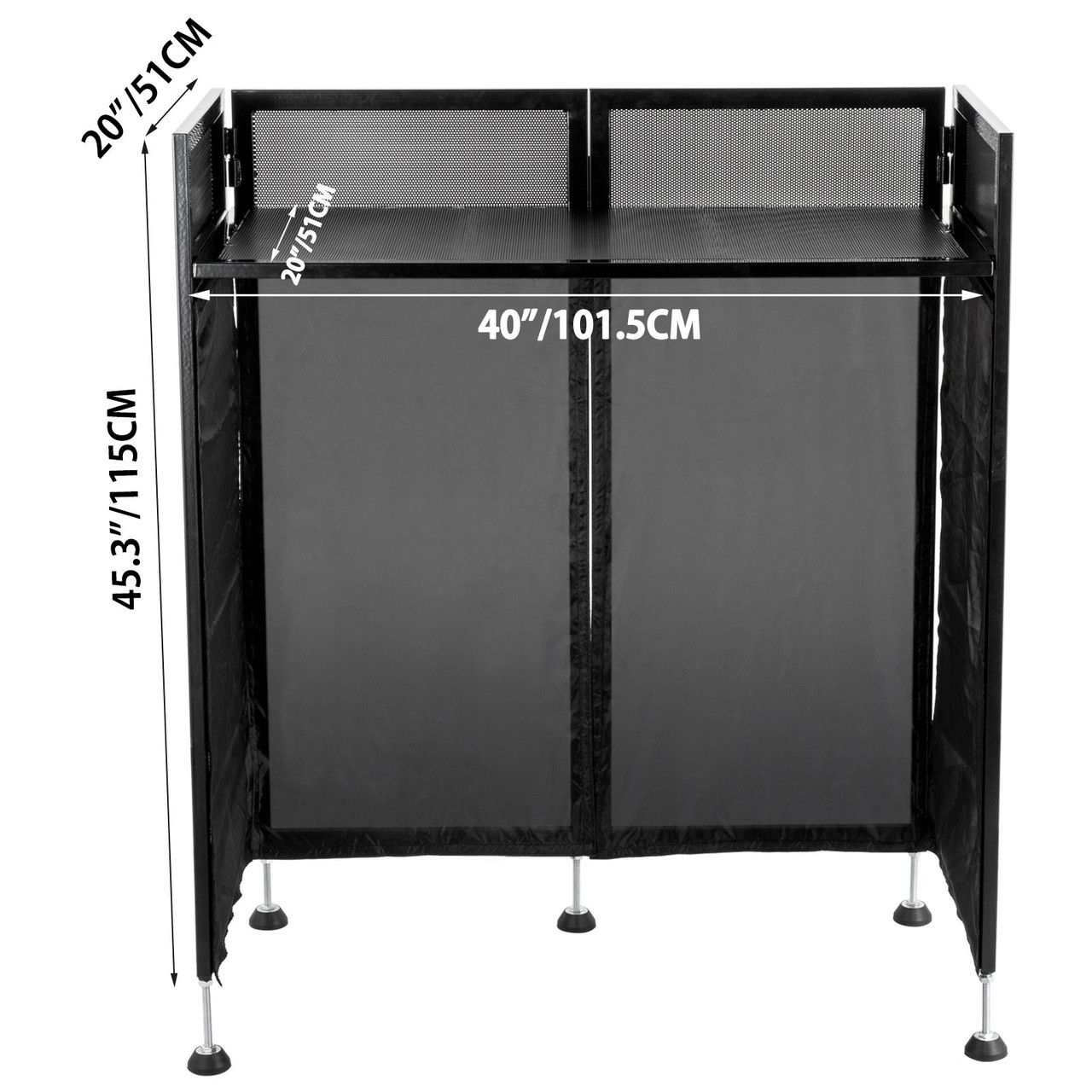 Dj Event Facade White/black Scrim Metal Frame Booth + 20" X 40" Flat Table Top