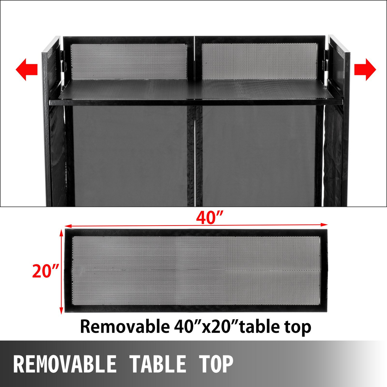 Dj Event Facade White/black Scrim Metal Frame Booth + 20" X 40" Flat Table Top