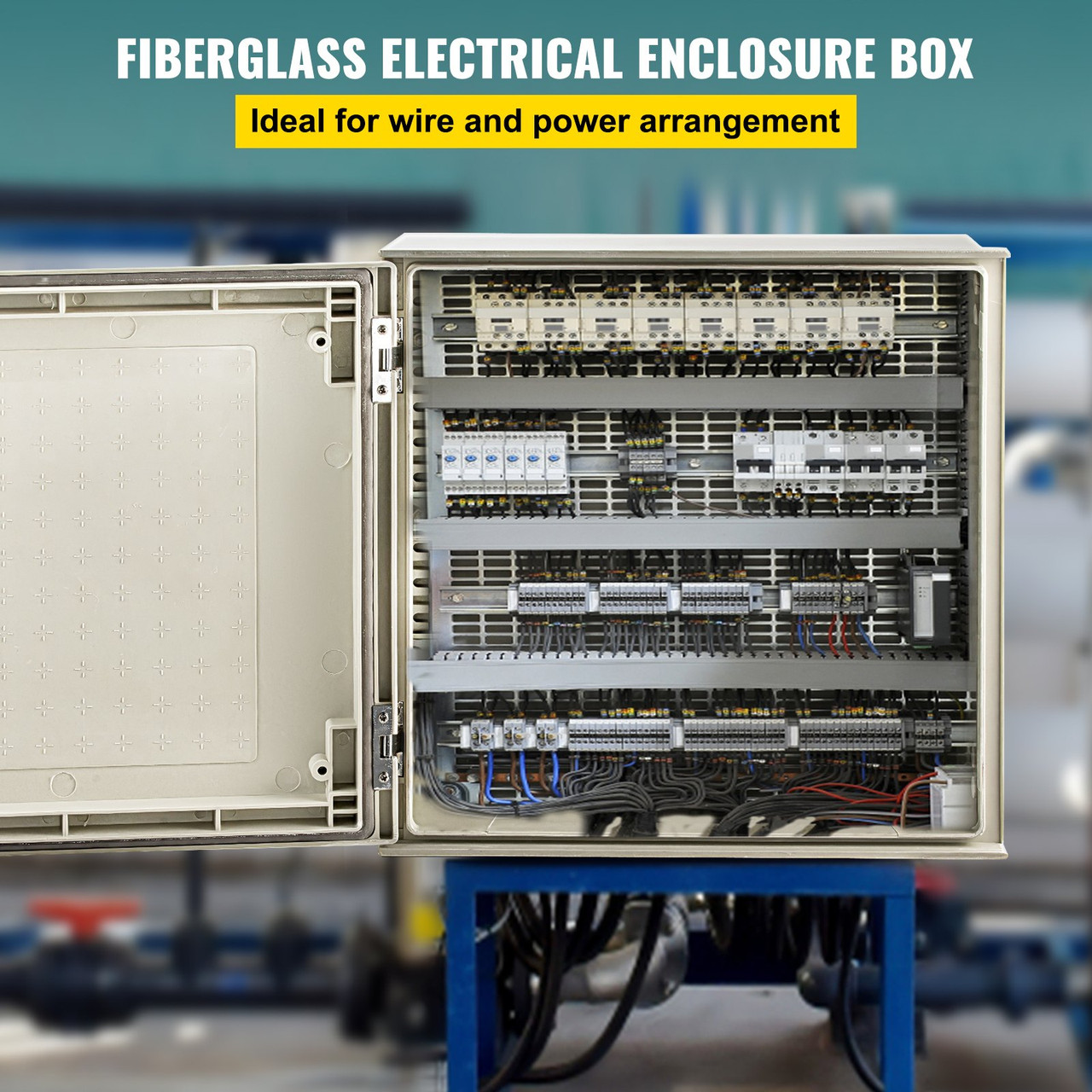 NEMA Steel Enclosure, 16 x 16 x 8'' NEMA 4X Fiberglass Electrical Box, IP66 Waterproof & Dustproof, Outdoor/Indoor Electrical Junction Box, with Mounting Plate(40 x 40 x 20 cm)