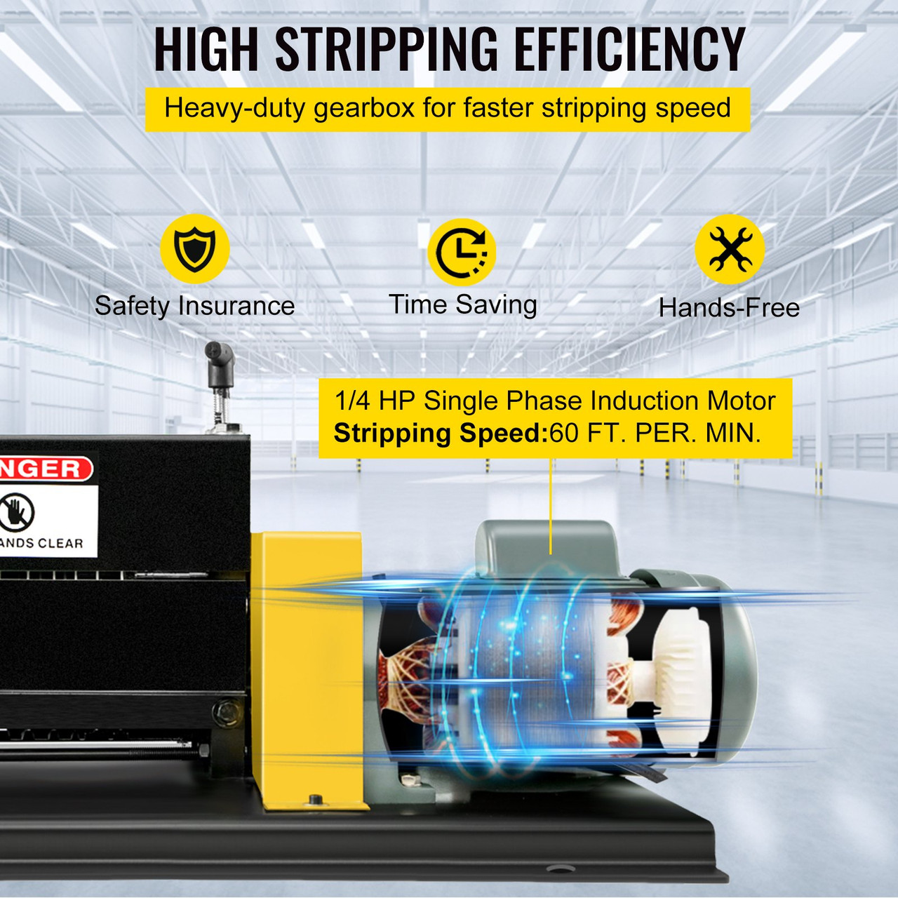 Wire Stripping Machine Automatic 400W 1.5" Scrap Copper 1400RPM Speed