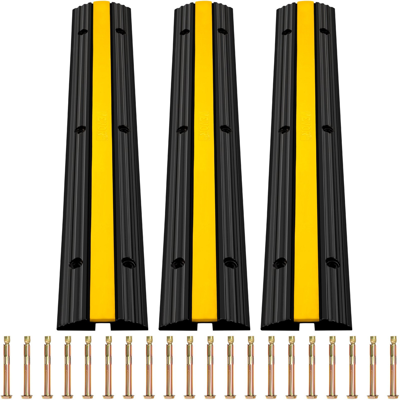 Modular Rubber Speed Bump Driveway Cable Protector Ramp 3 Pack 1-Channel