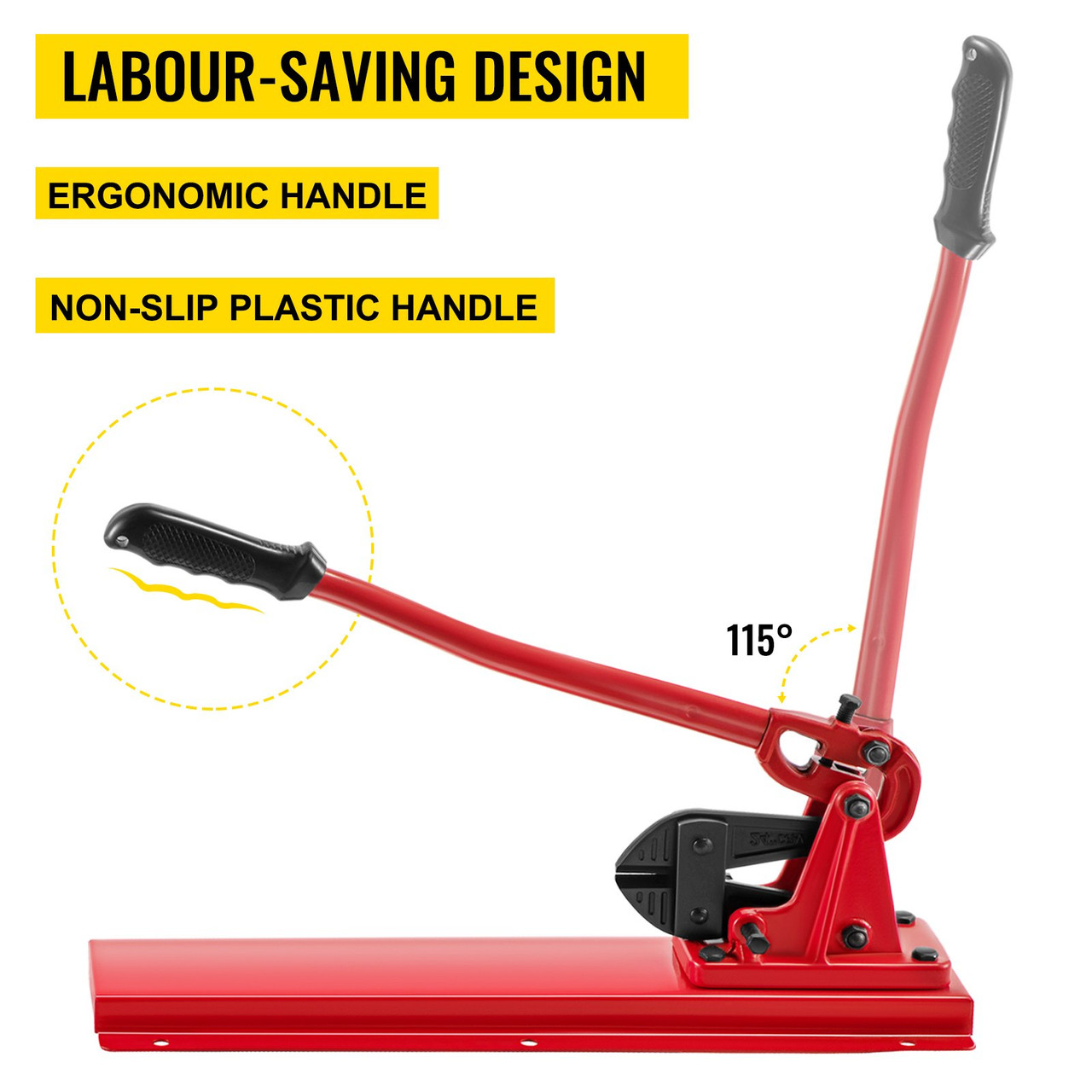 24" Bench Type Hand Swager, Cutting Capacity 3/8" Bolt Cutter Bench Type, Hardness 35-45HRC Crimping Tool Bench Wire Rope Cable, Red Swaging Machine for Swaging and Cutting, Arm Bench Swager