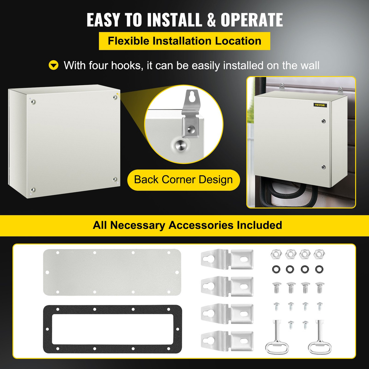 Steel Electrical Box Electrical Enclosure Box 24x24x12'' Carbon Steel IP65