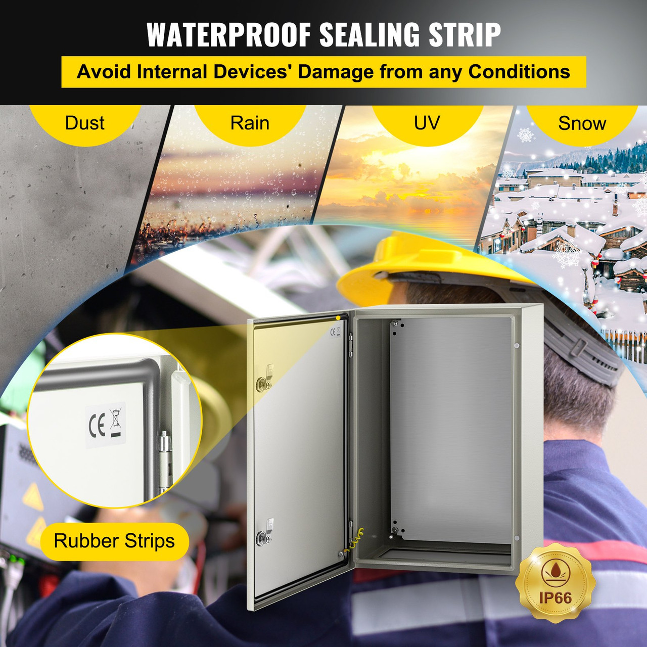 NEMA Steel Enclosure, 24 x 16 x 10'' NEMA 4X Steel Electrical Box, IP66 Waterproof & Dustproof, Outdoor/Indoor Electrical Junction Box, With Mounting Plate