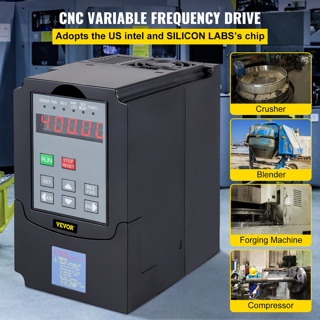 Control CNC VFD 220V 7.5 KW 10HP Variable Frequency Drive 50A CNC Motor Drive Controller Inverter Converter 400 Hz 1 or 3 Phase Input 3 Phase Output for Spindle Motor Speed Control