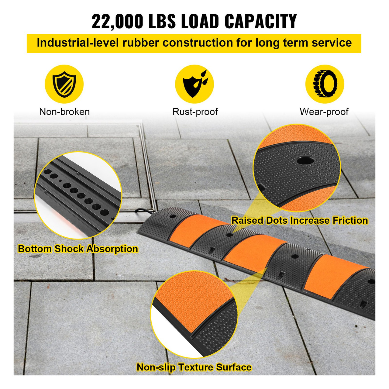 Modular Rubber Speed Bump Driveway Cable Protector Ramp 6 Feet Set Of 2