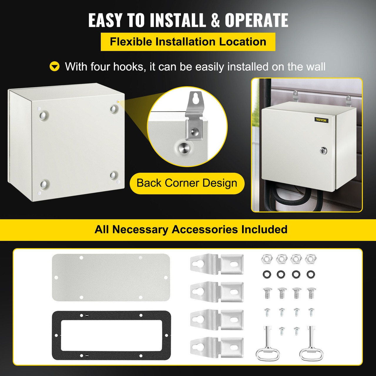 Steel Electrical Box Electrical Enclosure Box 12x12x8'' Carbon Steel IP65