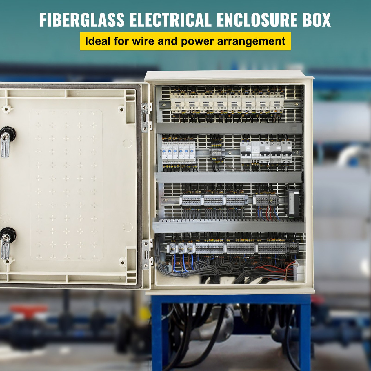 NEMA Steel Enclosure, 16 x 12 x 8'' NEMA 4X Fiberglass Electrical Box, IP66 Waterproof & Dustproof, Outdoor/Indoor Electrical Junction Box, with Mounting Plate(40 x 30 x 20 cm)