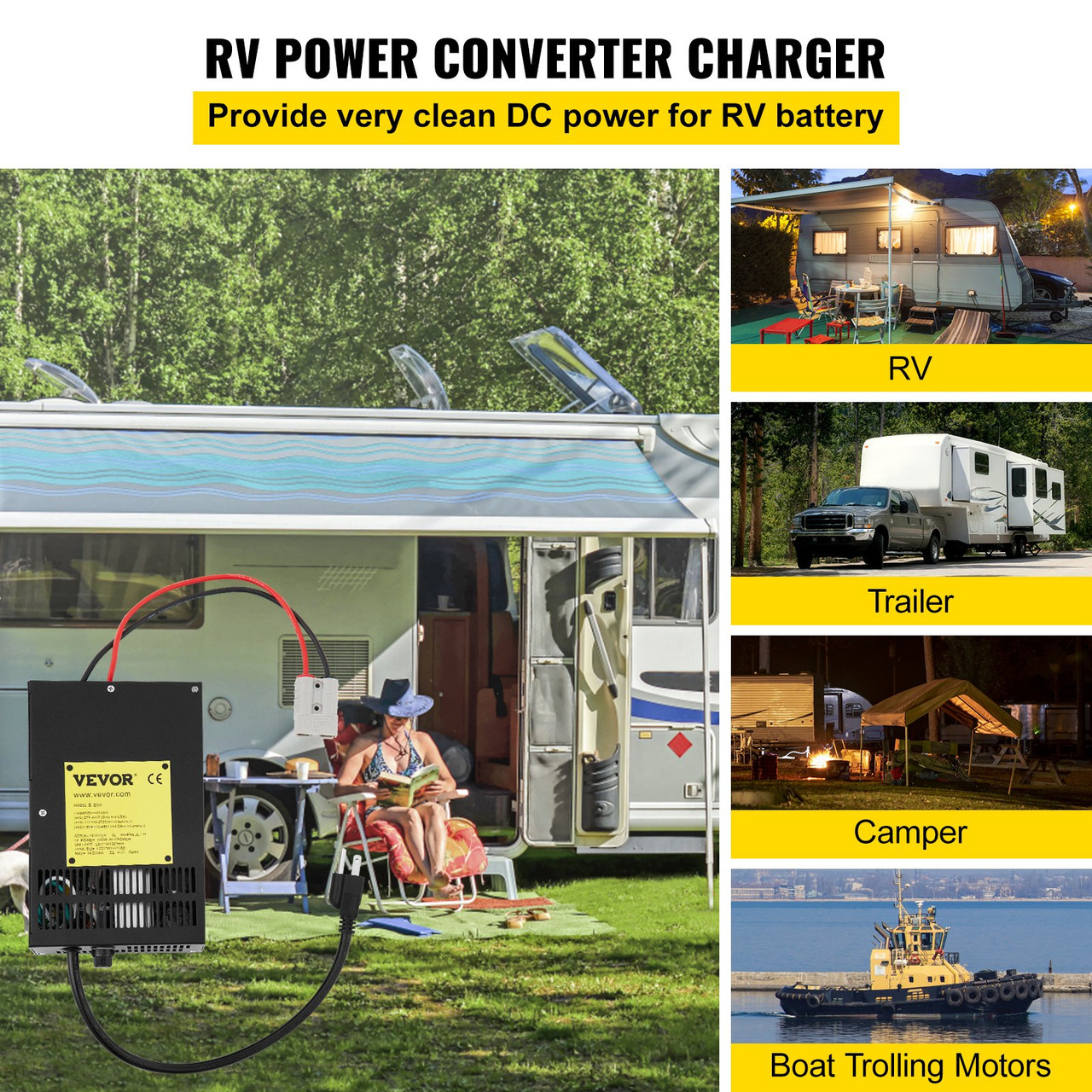 RV Power Converter Battery Charger 110 V AC to 12 V DC 45 AMP RV Converter