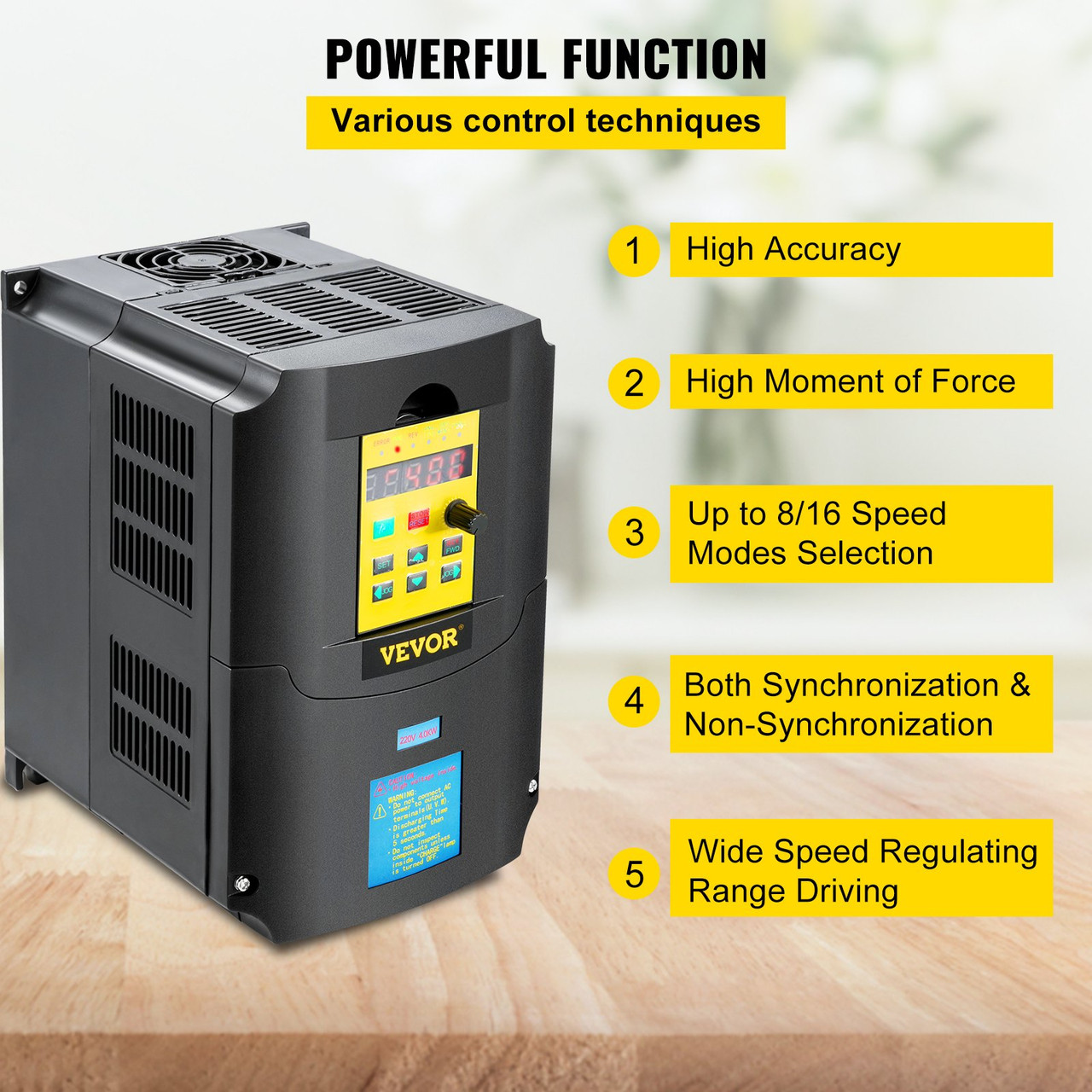 Variable Frequency Drive, AC 220V Input 4KW Variable Frequency CNC Drive Inverter Converter, VFD 5.5HP 1 or 3 Phase Input, 3 Phase Output, CNC Motor Inverter Converter for Motor Speed Control