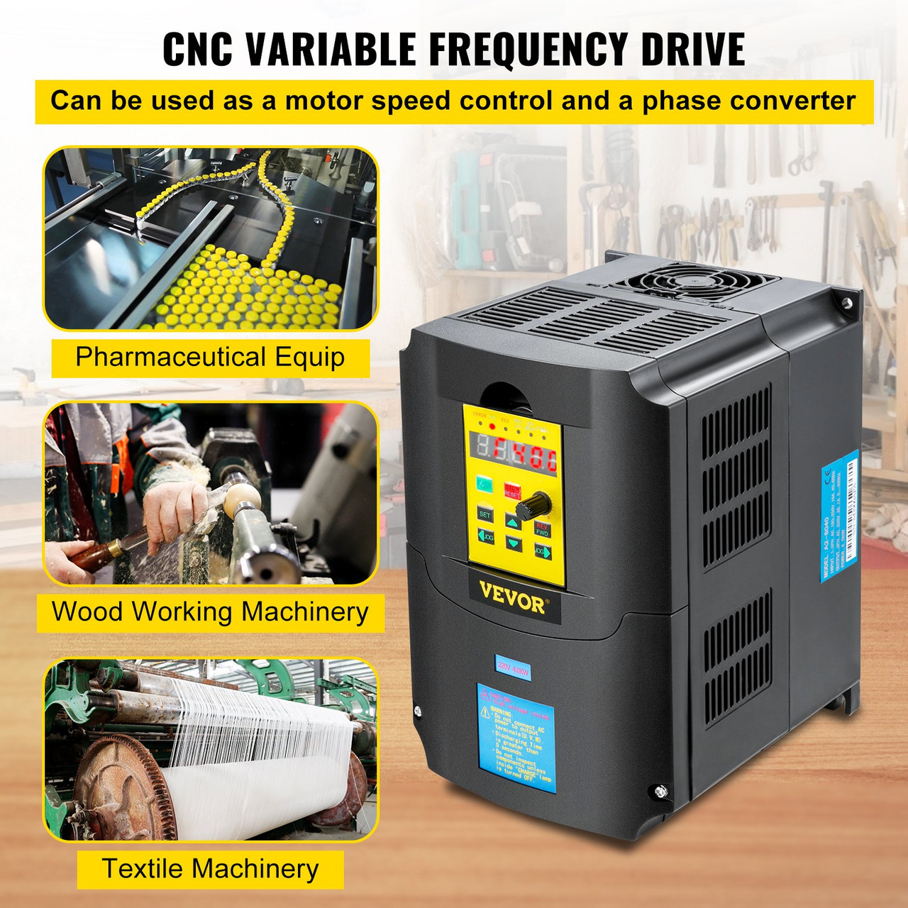Variable Frequency Drive, AC 220V Input 4KW Variable Frequency CNC Drive Inverter Converter, VFD 5.5HP 1 or 3 Phase Input, 3 Phase Output, CNC Motor Inverter Converter for Motor Speed Control