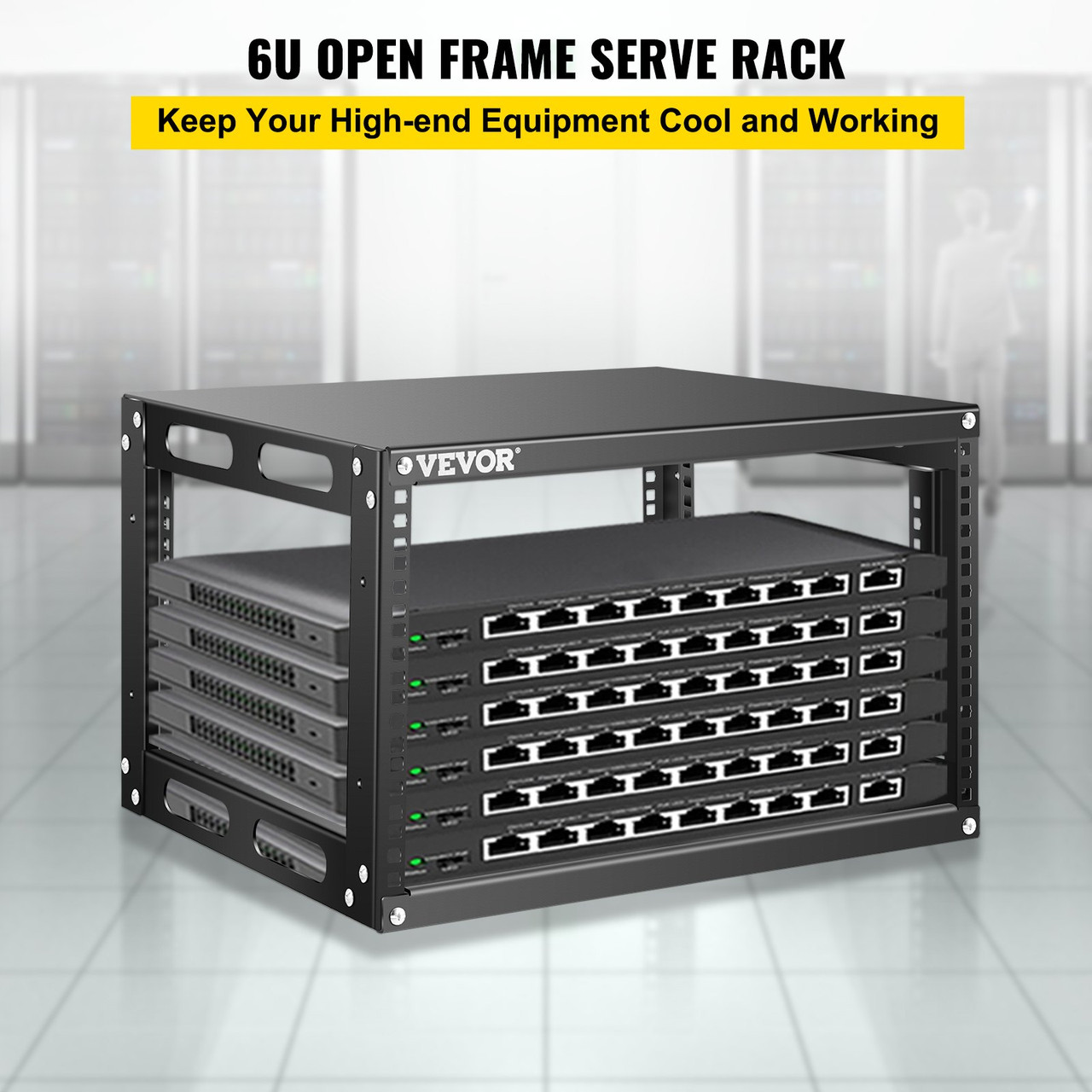 Server Rack, 6U Open Frame Rack, 4-Post IT Server Network Relay Rack ...