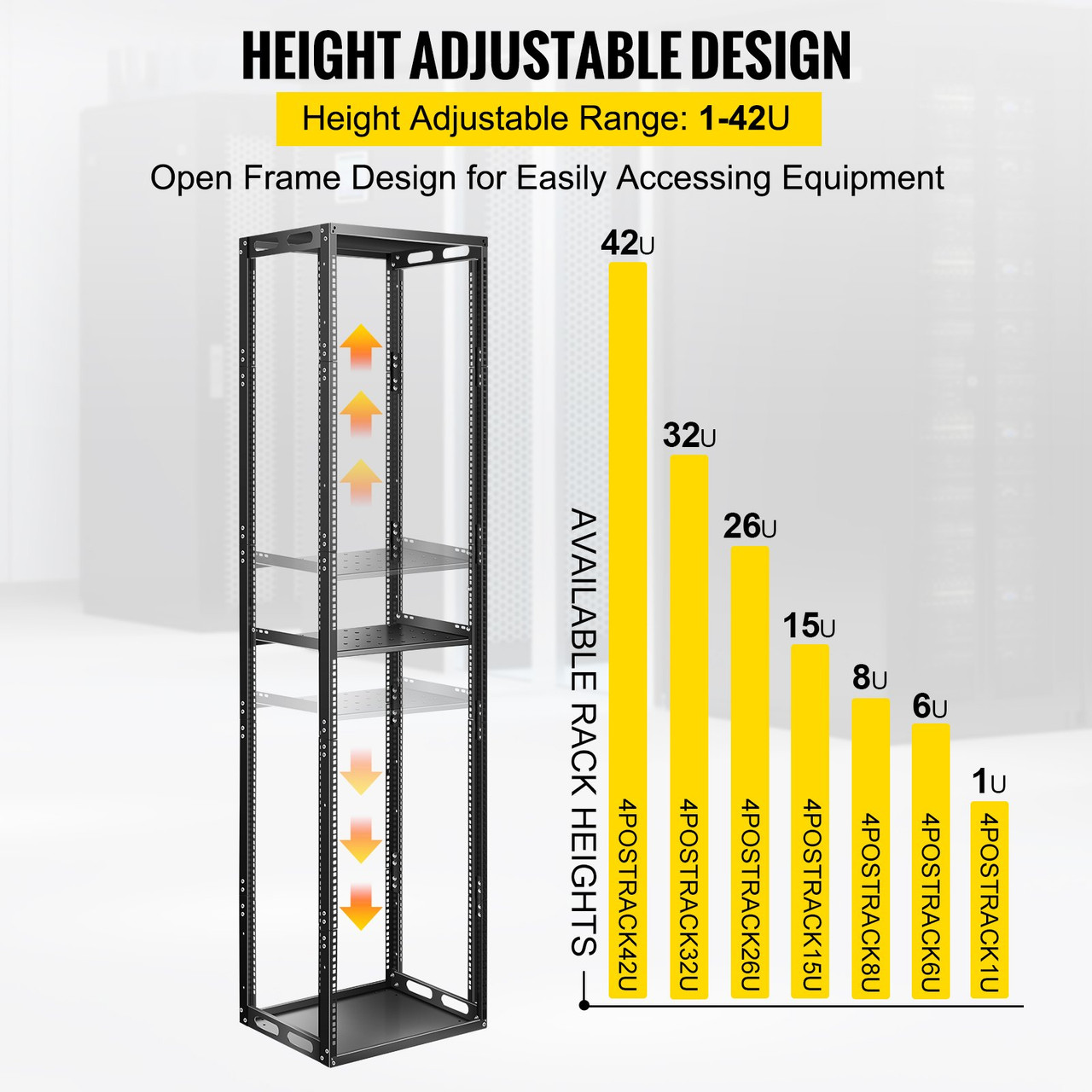 Server Rack, 42U Open Frame Rack, 4-Post IT Server Network Relay Rack ...