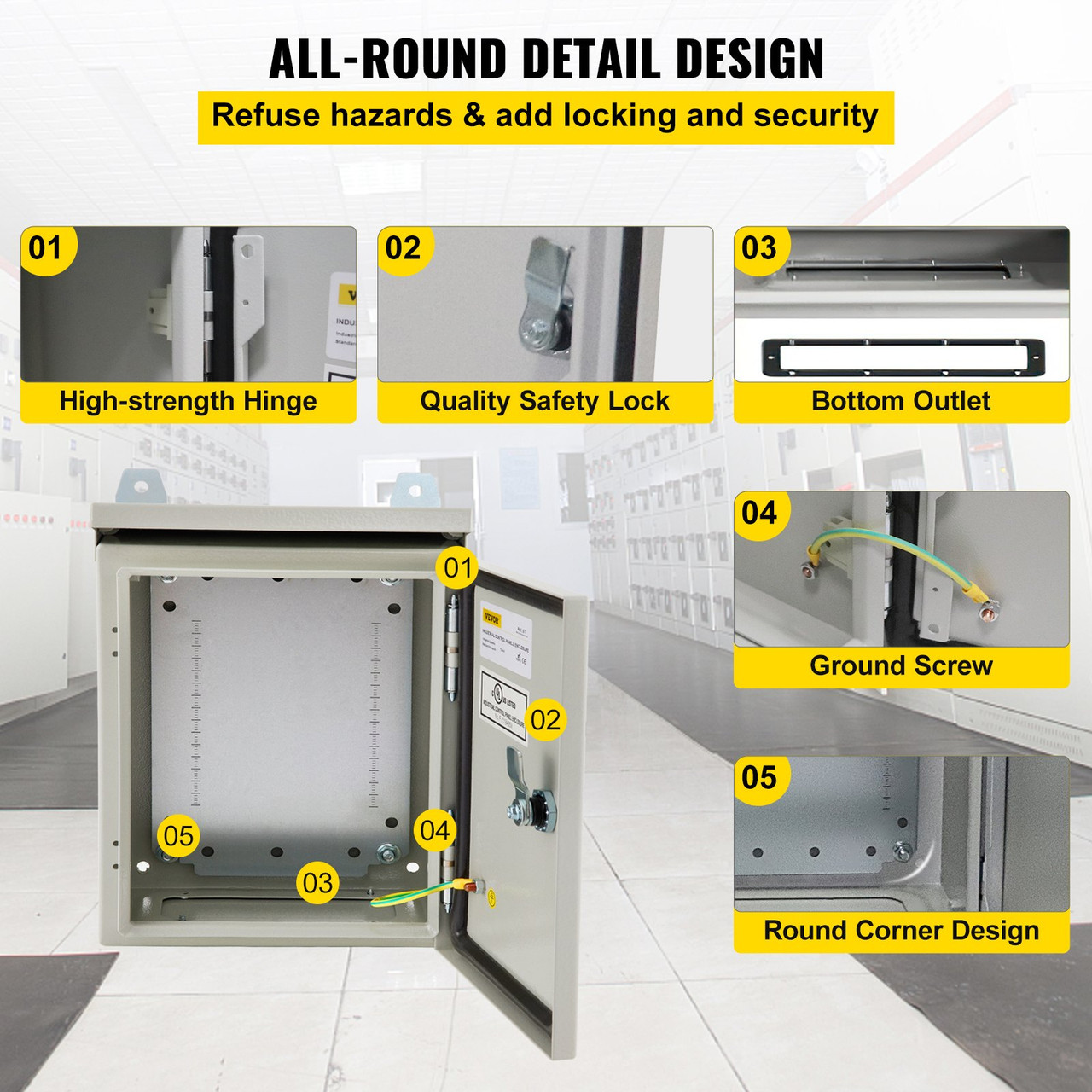 Electrical Steel Enclosure Box NEMA 4 Outdoor Enclosure 10 x 8 x 6'' UL