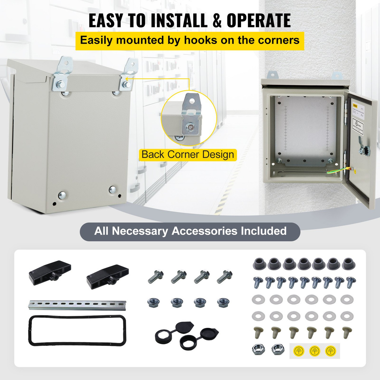 Electrical Steel Enclosure Box NEMA 4 Outdoor Enclosure 12 x 10 x 6'' UL