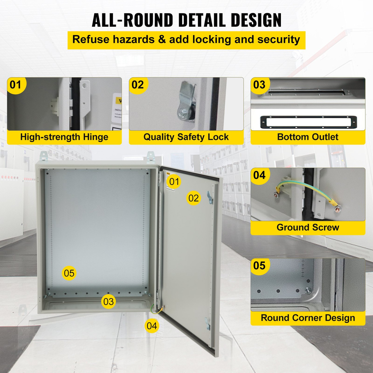 Electrical Steel Enclosure Box NEMA 4 Outdoor Enclosure 24 x 16 x 10'' UL