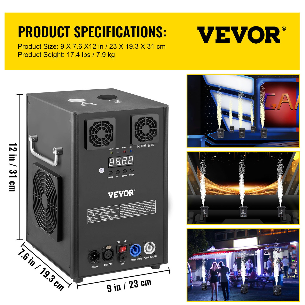 Large Stage Equipment Special Effect Machine, 500W Stage Lighting Effect Machine with Wireless Remote Control, Smart DMX Control Stage Equipment Showing Machine for Wedding, Musical Show, DJ