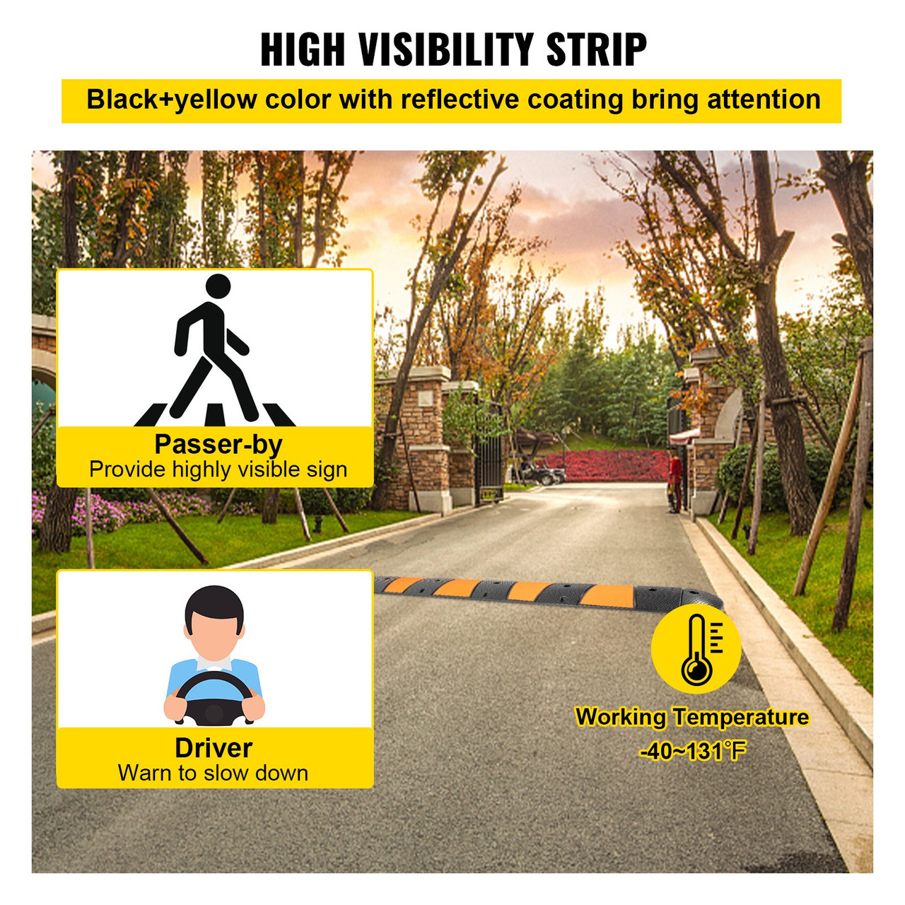 Protection Ramp End Cap Modular Rubber Speed Bump Driveway Cable Protector Ramp 6ft With 2 End Cap