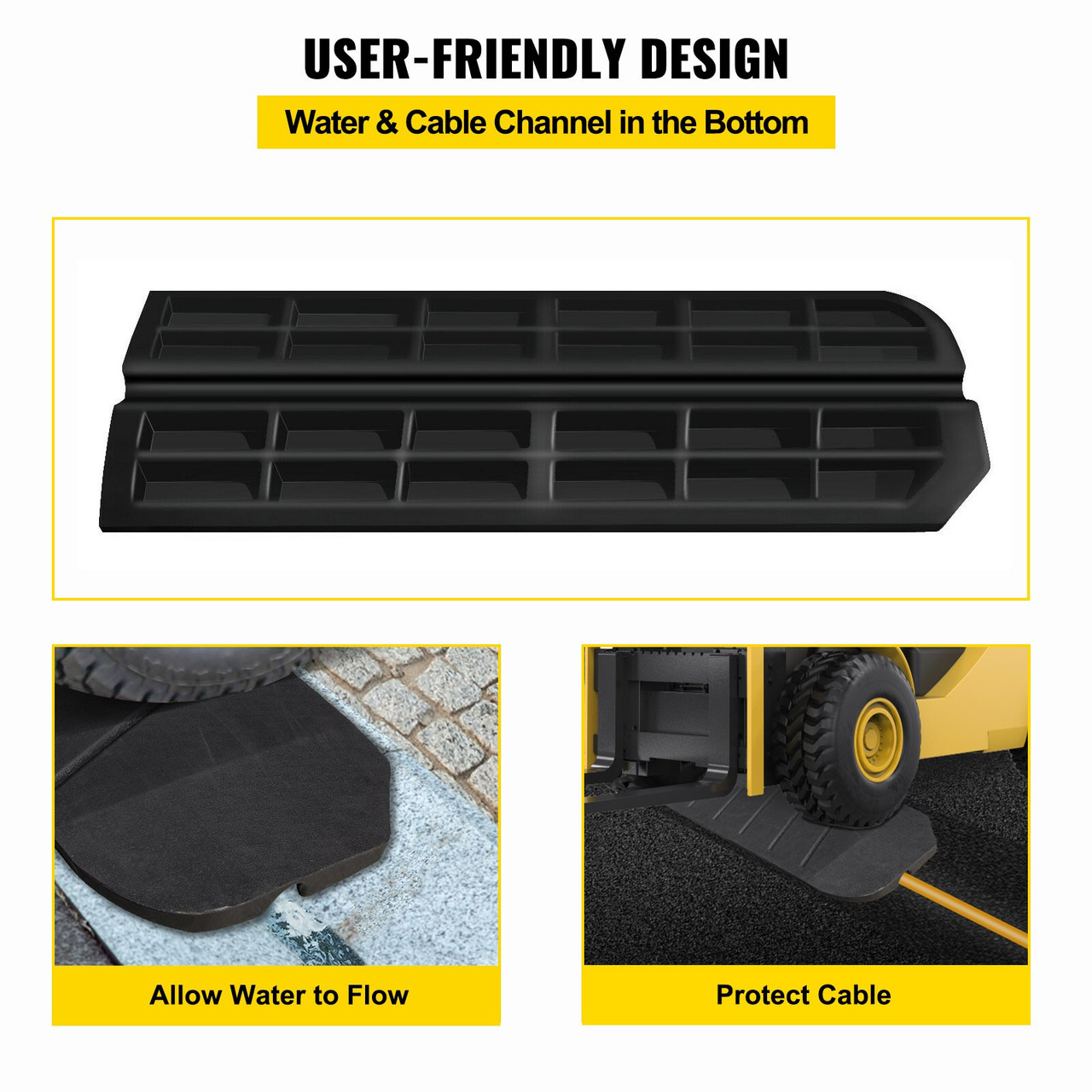 Curb Ramp, 4 Pack Rubber Driveway Ramps, Heavy Duty 32000 lbs Weight Capacity Threshold Ramp, 2.6 inch High Curbside Bridge Ramps for Loading Dock Garage Sidewalk, Expandable Full Ramp Set