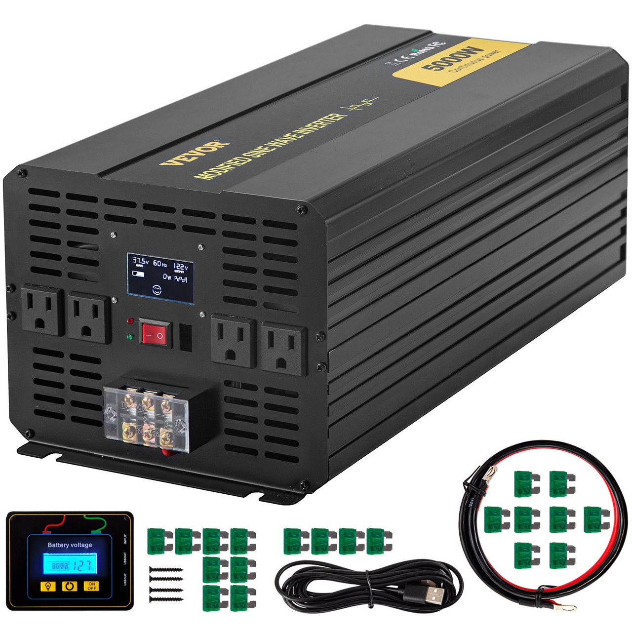 Power Inverter, 5000W Modified Sine Wave Inverter, DC 36V to AC 120V Car Converter, with LCD Display, Remote Controller, LED Indicator, AC Outlets Inverter for Truck RV Car Boat Travel Camping