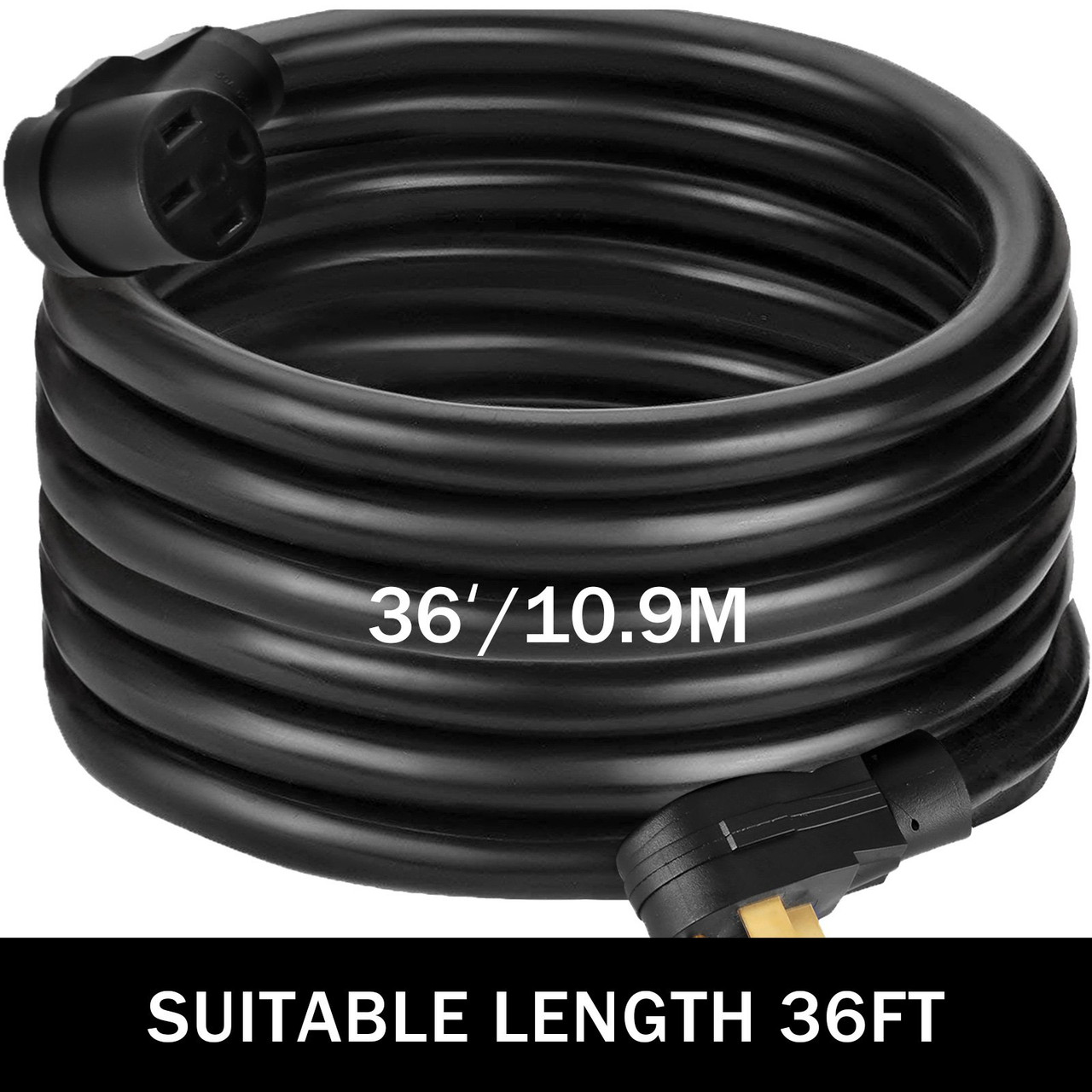 RV Extension Cord 36' 30Amp RV Power Cord 4 Wire 10AWG NEMA 14-50 Adapter 3750W