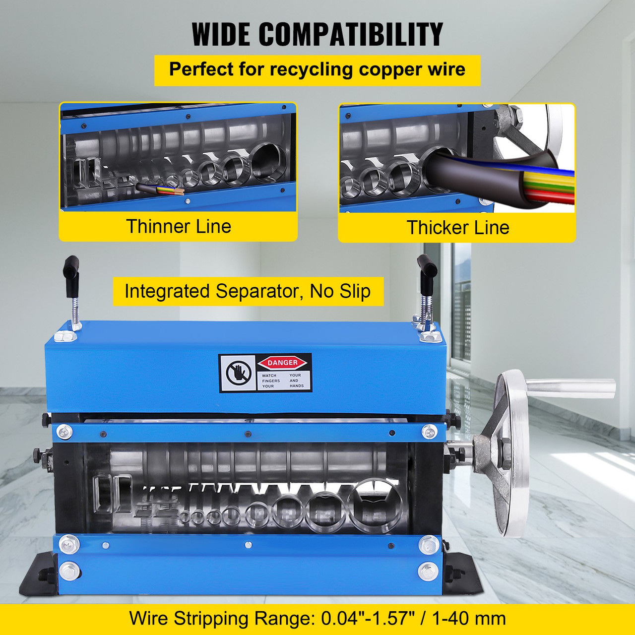 Manual Wire Cable Stripper Copper Stripping Machine 1-40 mm