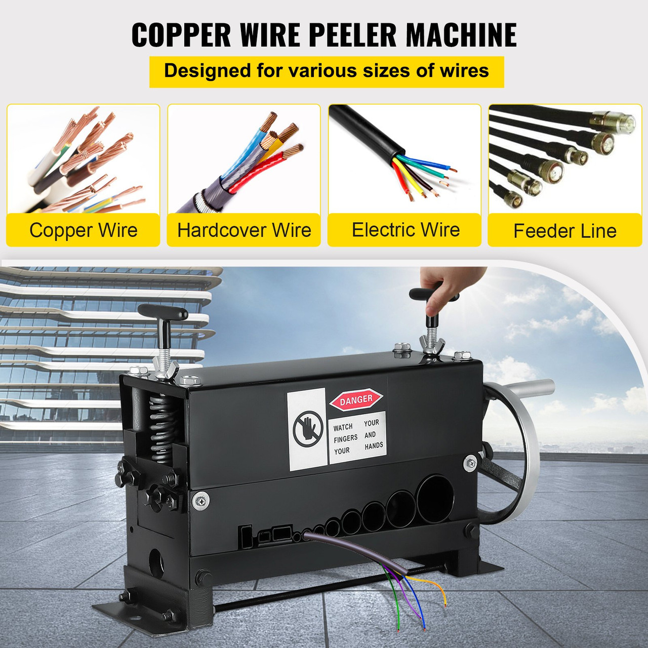 Cable Wire Stripping Machine 38mm Stripper Scrap Copper 0.06-1.5 in