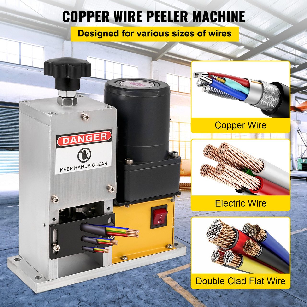 Cable Wire Stripping Machine 0.04"-1.18", Portable Scrap Cable Stripper With Gear Motor, Electric Wire Stripping Machine Compact Aluminum Alloy Structure, Automatic Wire Stripper with a Blade