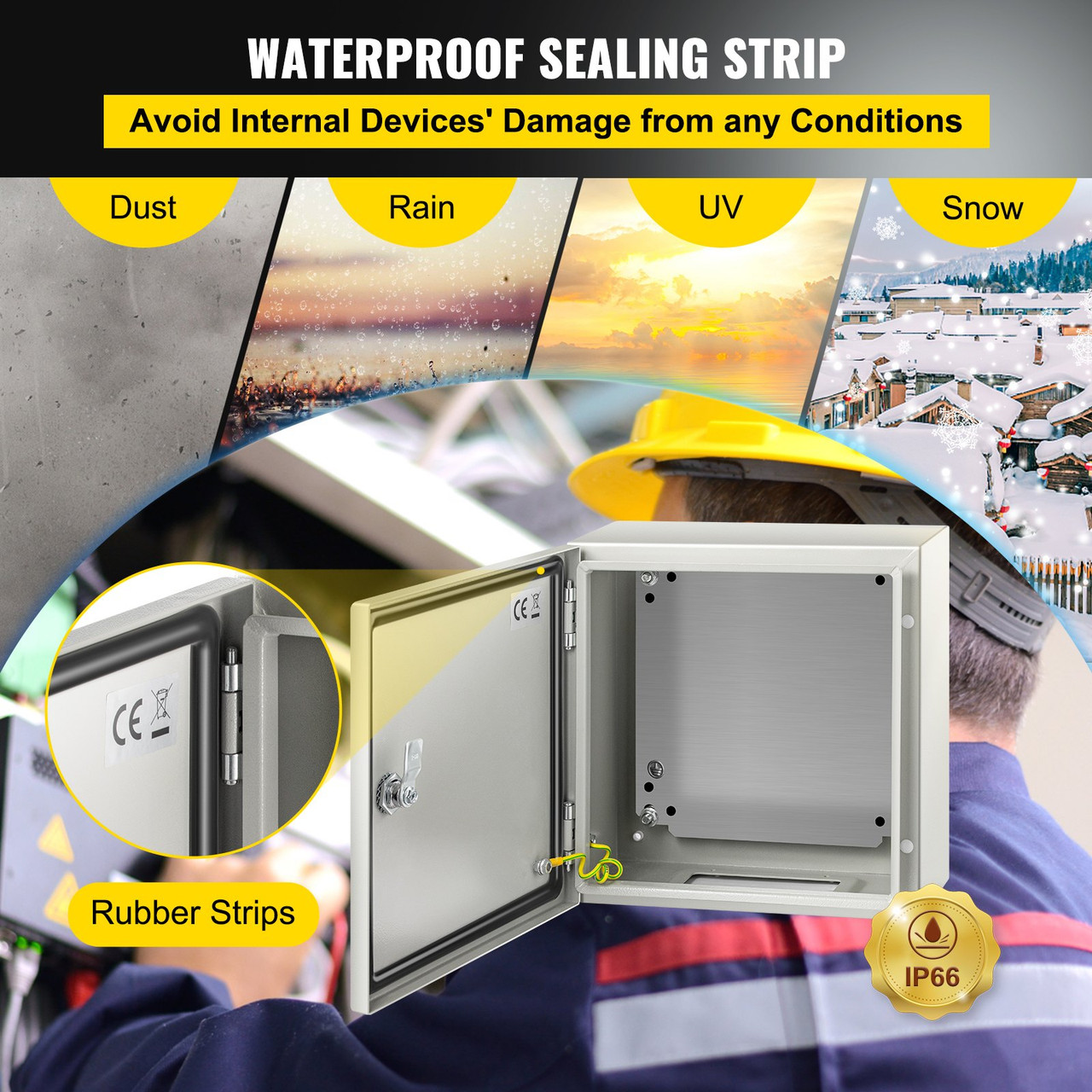 NEMA Steel Enclosure, 12 x 12 x 6'' NEMA 4X Steel Electrical Box, IP66 Waterproof & Dustproof, Outdoor/Indoor Electrical Junction Box, with Mounting Plate