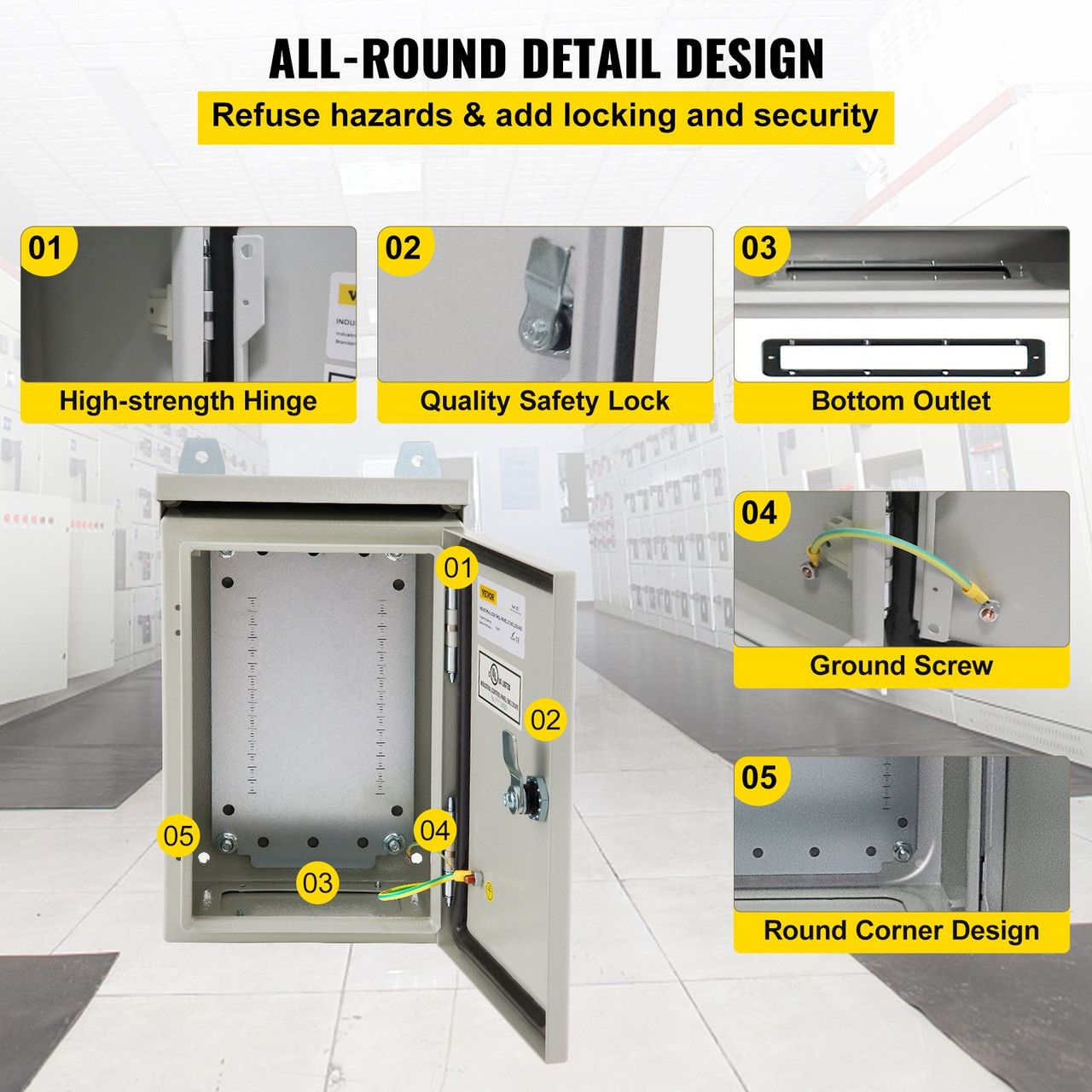 Electrical Steel Enclosure Box NEMA 4 Outdoor Enclosure 12 x 8 x 8'' UL