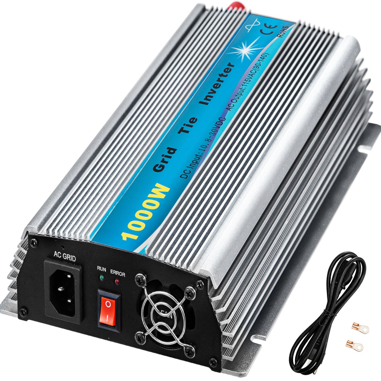 Grid Tie Solar Inverter, 1000W MPPT Power Inverter, 50/60 Hz Solar Grid Tie System, Grid Tie Inverter, DC10.8-30V Input to AC90-140V Output Wind Turbine Grid Tie Inverter for Solar Panel System