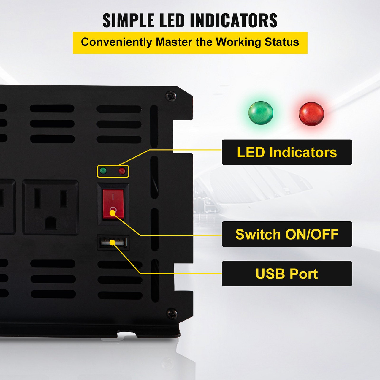 Power Inverter, 2500W Modified Sine Wave Inverter, DC 24V to AC 120V Car Converter, with LCD Remote Controller, LED Indicator, AC Outlets Inverter for Truck RV Car Boat Travel Camping Emergency