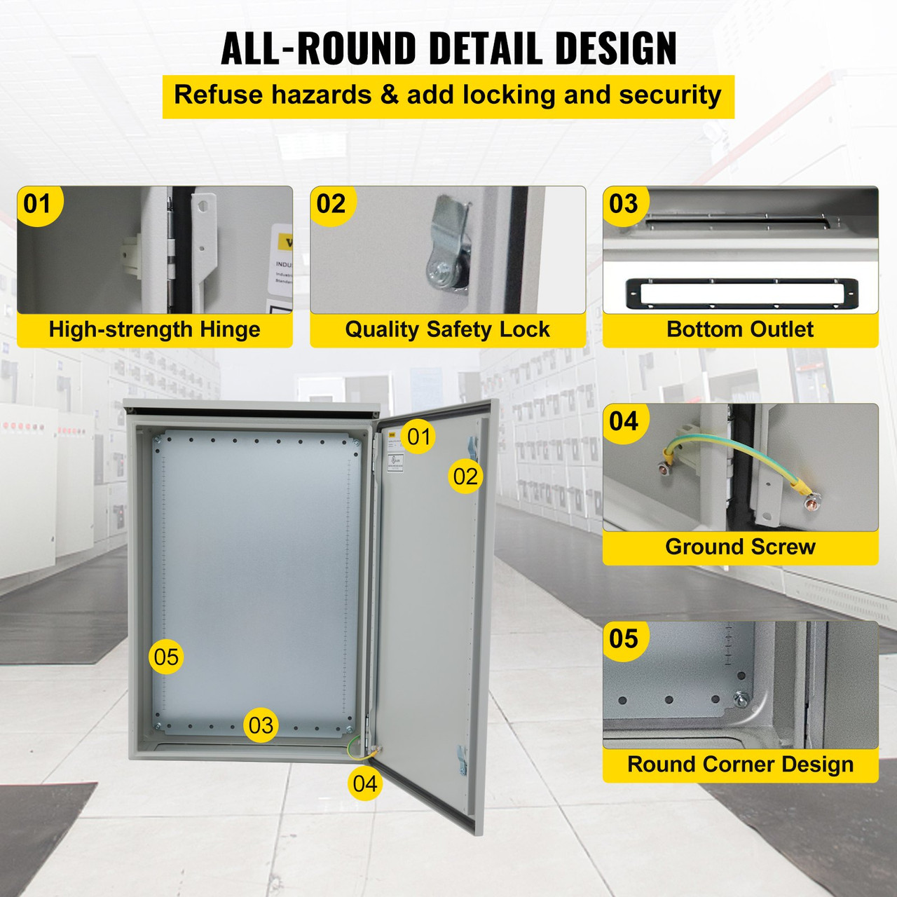 Electrical Steel Enclosure Box NEMA 4 Outdoor Enclosure 24 x 16 x 8'' UL