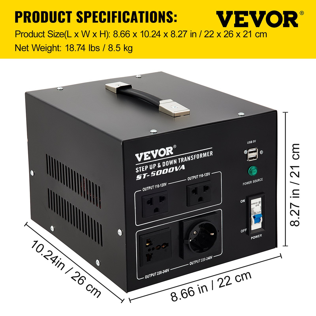 Step Up Down Transformer Voltage Converter 3500W 240V-110V 110V-240V US-UK