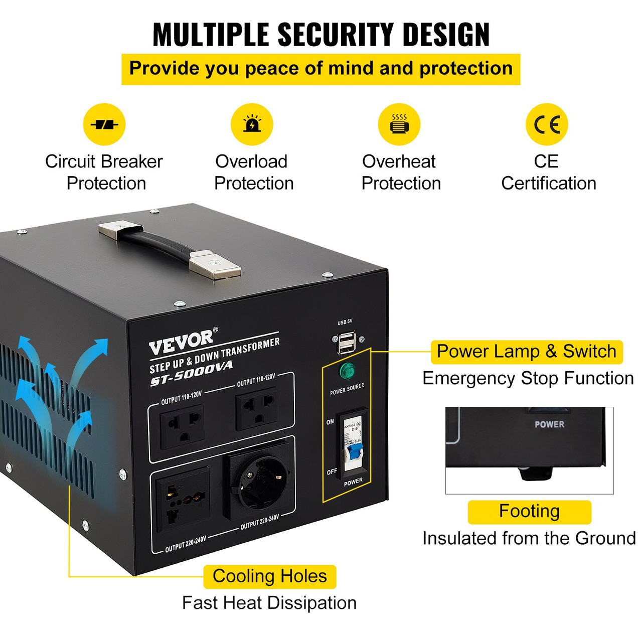 Step Up Down Transformer Voltage Converter 3500W 240V-110V 110V-240V US-UK