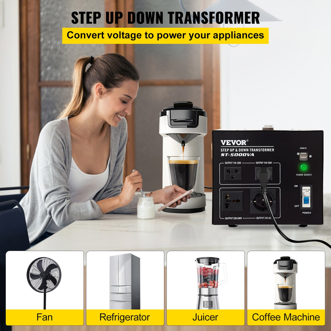 Step Up Down Transformer Voltage Converter 3500W 240V-110V 110V-240V US-UK