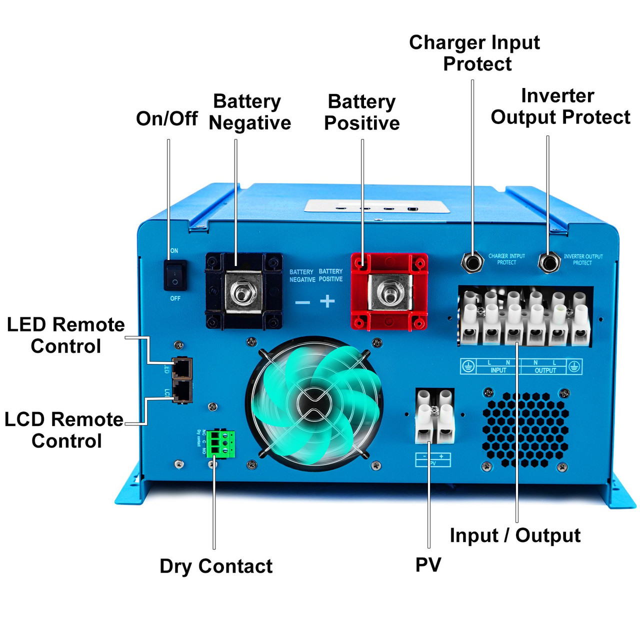 Pure Sine Wave Power Inverter Low Frequency Inverter 3000W 80A MPPT Solar 12V DC to 220V AC Low Frequency Power Inverter