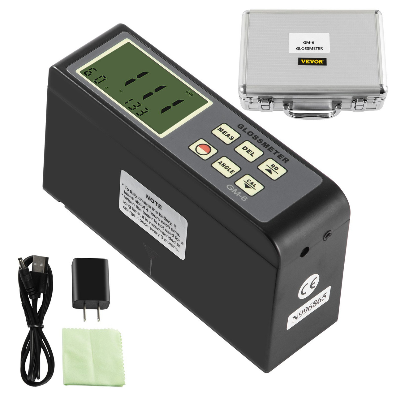 60 Degree Gloss Meter, 0.1 to 200GU Digital Precision Glossmeter, Single Angle Gloss Meter Tester with Data Storage Function, for Car Coating Ink Paint Ceramic Marble Tile Surface Measurement