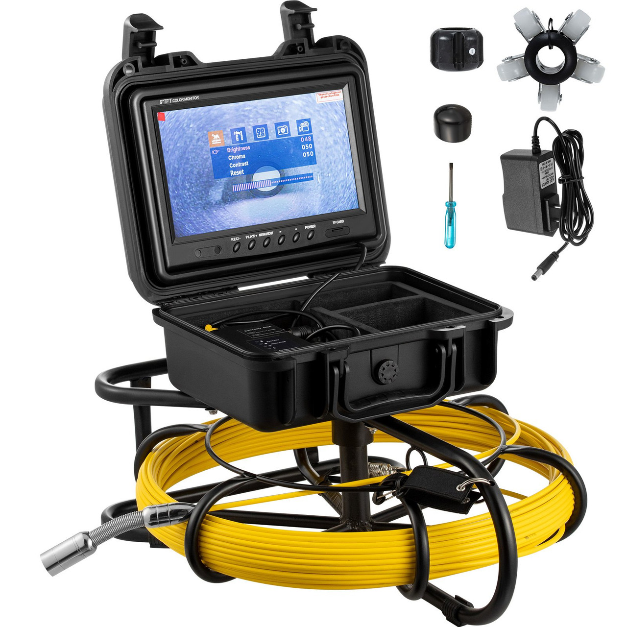 Sewer Camera, 300FT, 9' Screen Pipeline Inspection Camera with DVR Function & 8 GB SD Card, Waterproof IP68 Borescope LED Lights, Industrial Endoscope for Home Wall Duct Drain Pipe Plumbing